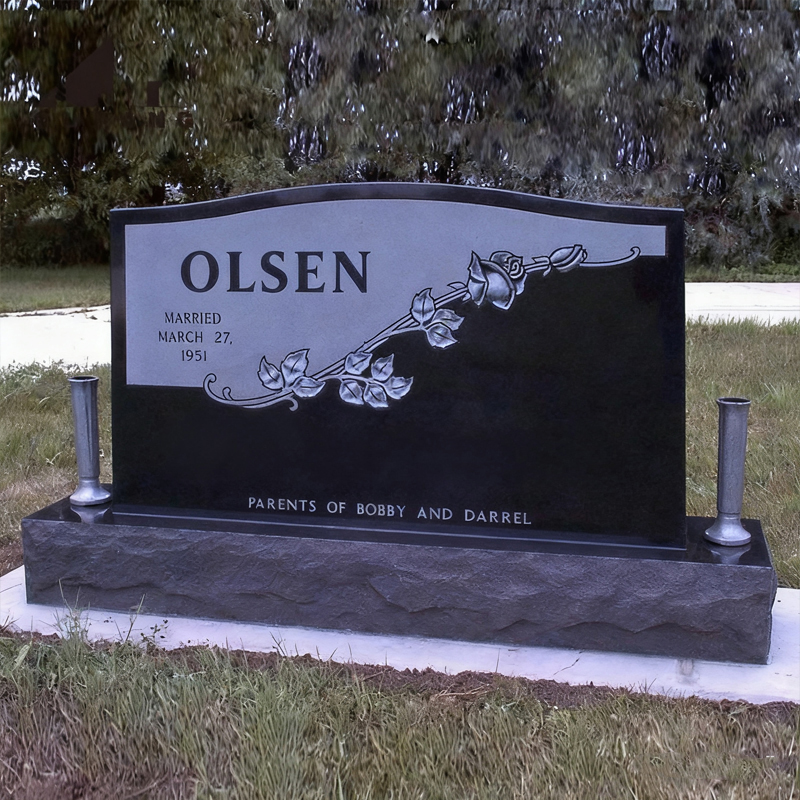 Bia mộ bằng đá cẩm thạch hoa văn tương phản đen trắng