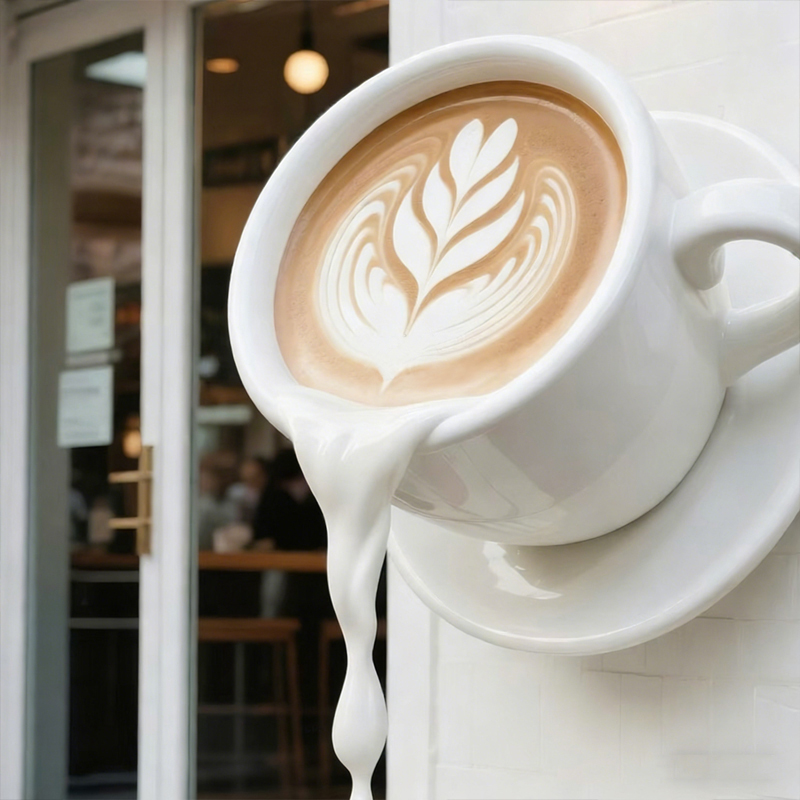 Điêu khắc trang trí cốc cà phê nổi bằng sợi thủy tinh