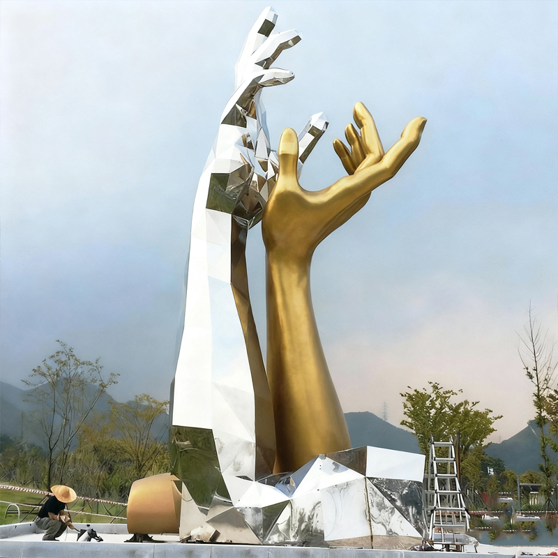 Điêu khắc nghệ thuật thép không gỉ trừu tượng ngoài trời